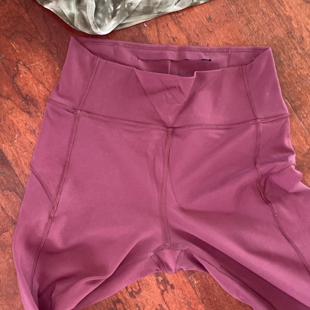 Bundle of 3 LULULEMON Size 6 Leggings 
Maroon, Green Camo and Green Tie Dye - Picture 6 of 9